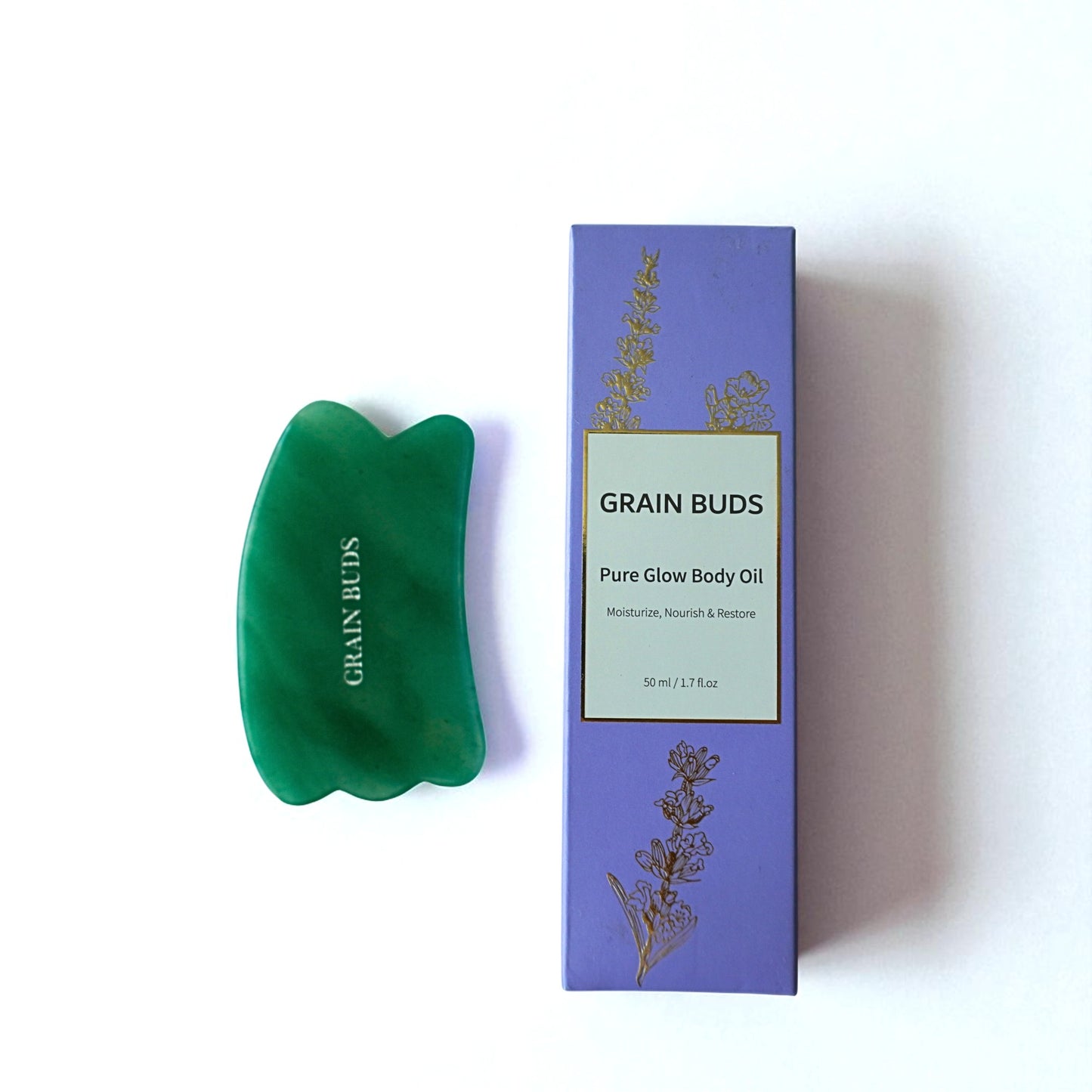 Jade Body Gua Sha and Pure Glow Body Oil Bundle